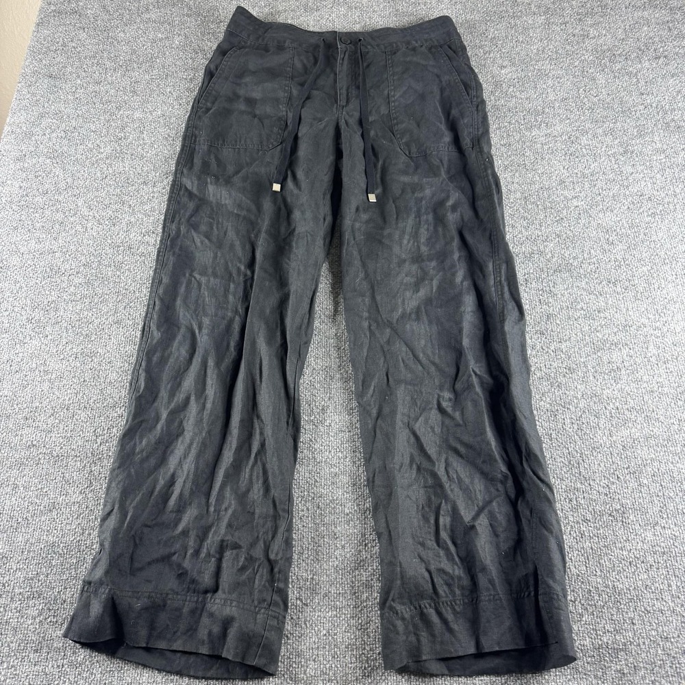 Lauren Ralph Lauren Pants Womens 8 Black Linen Relaxed Chino Drawstring